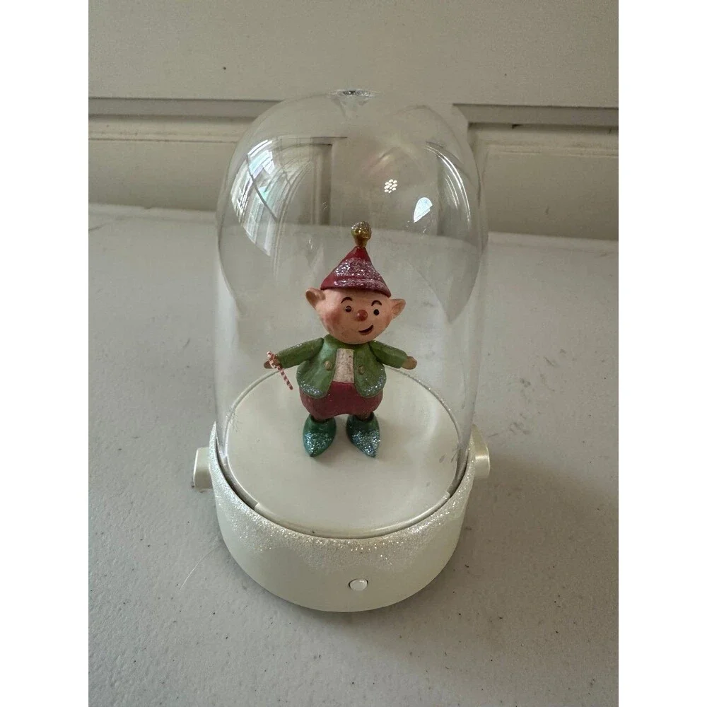 Hallmark 2012 Happy Tapper Musical Dancing Candy Cane Elf Christmas Dome Tested